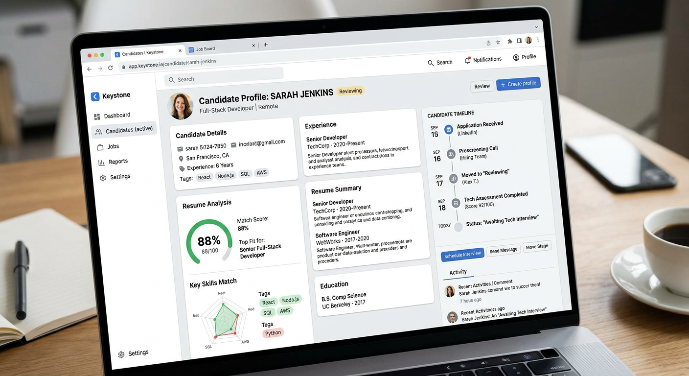 Keystone candidate intelligence profile mockup